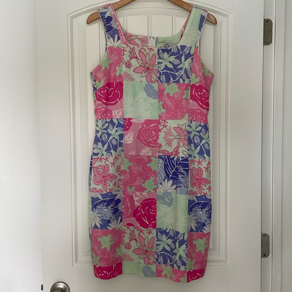 Lilly Pulitzer Vintage Krista Dress Patchwork Charming Patch Sleeveless Sz 8 EUC